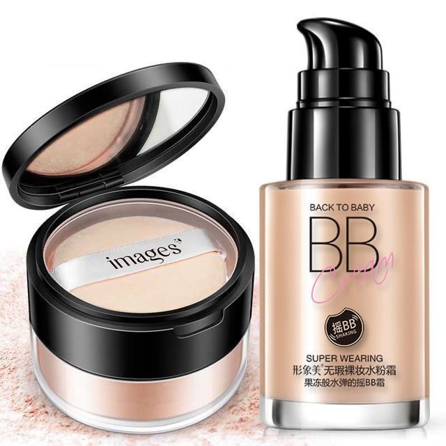 Lot de 50 BB Crème + Stick CC + Poudre Fixatrice – Kit Teint Résistant à l’Eau et à la Transpiration