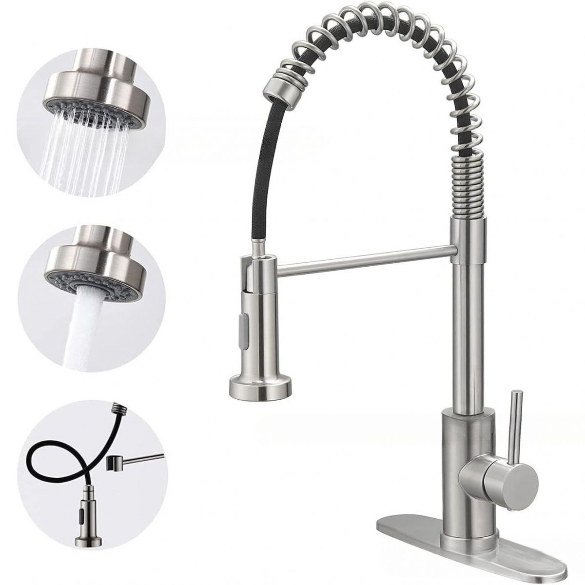 Lot 10 Robinet extractible à ressort en acier inoxydable 304