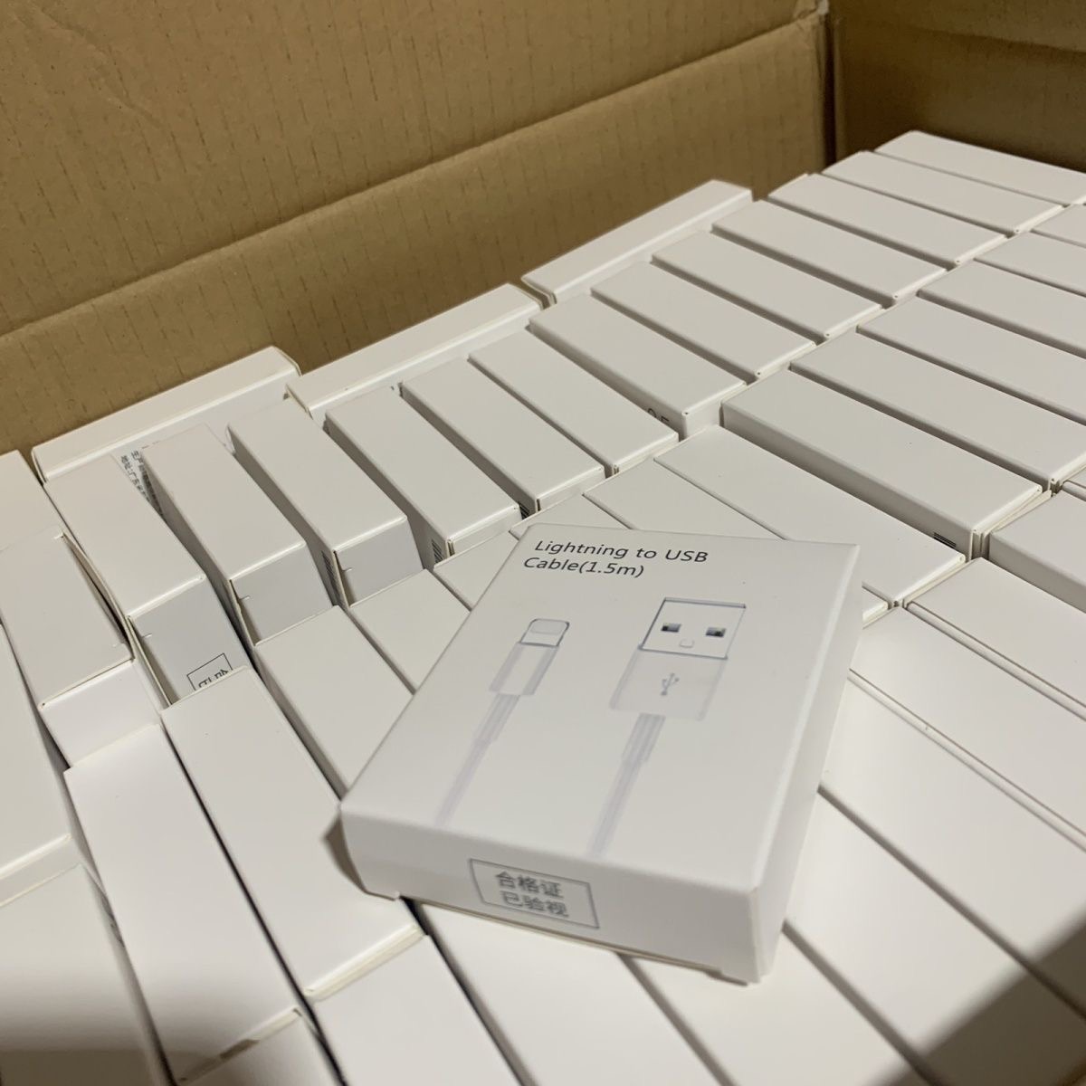 300 boîtes Câble de charge rapide USB pour iPhone – Câble de données 1 m / 1,5 m / 2 m en cuivre pur, emballage individuel