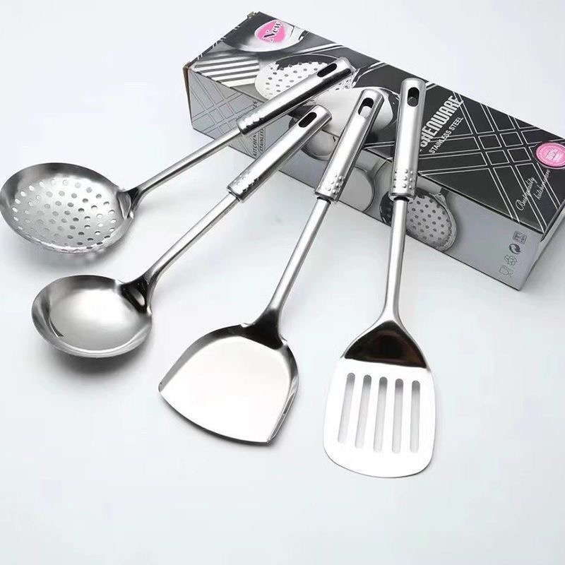 Lot de 100 Set d’ustensiles de cuisine en acier inoxydable épaissi – Spatule, écumoire, louche et cuillères de cuisson – Accessoires de cuisine anti-chaleur