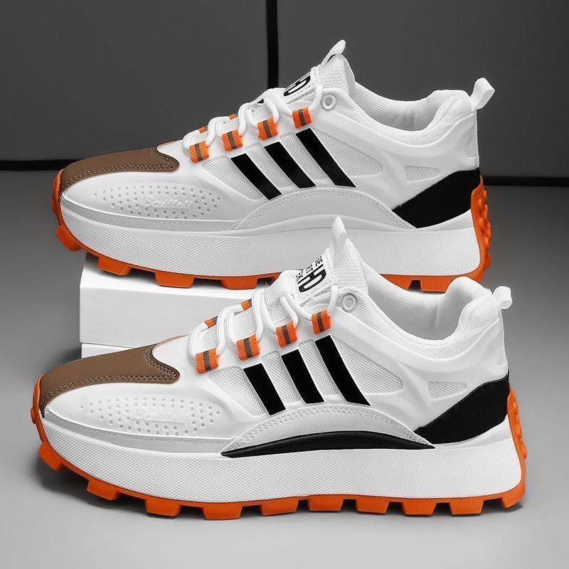 Chaussures Homme à Semelle Compensée – Baskets Blanches Respirantes en Maille, Semelle Épaisse, Style Casual & Sport