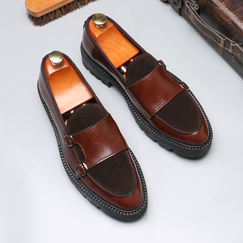 Chaussures Derby Homme à Enfiler – Mocassins en Similicuir Style Britannique, Semelle Épaisse, Business & Casual, Grandes Tailles