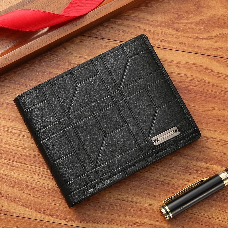 Lot de 100 Portefeuille Homme Élégant et Ultra-Fin en PU – Motif Carreaux