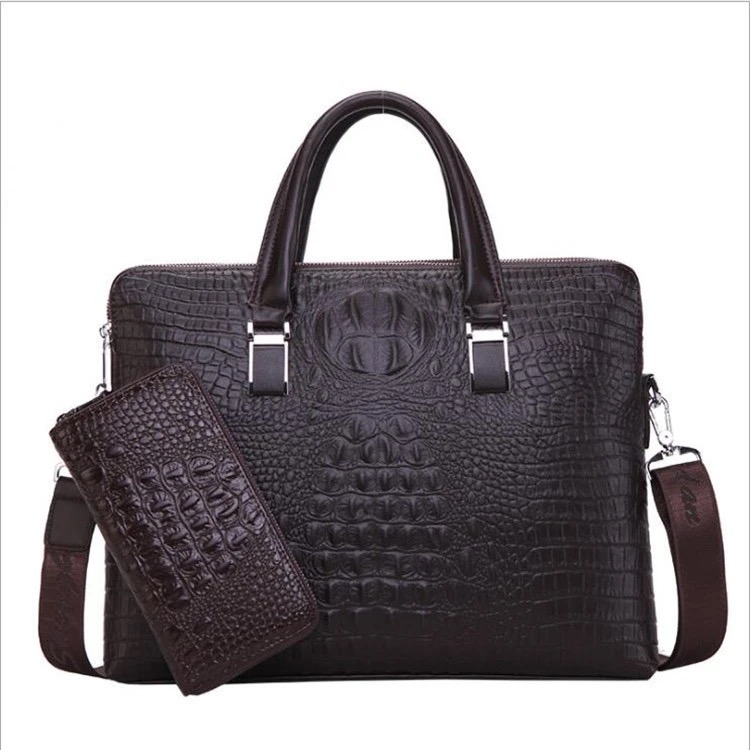 Sac Business Homme en Similicuir Effet Crocodile – Porte-Documents Double Fermeture