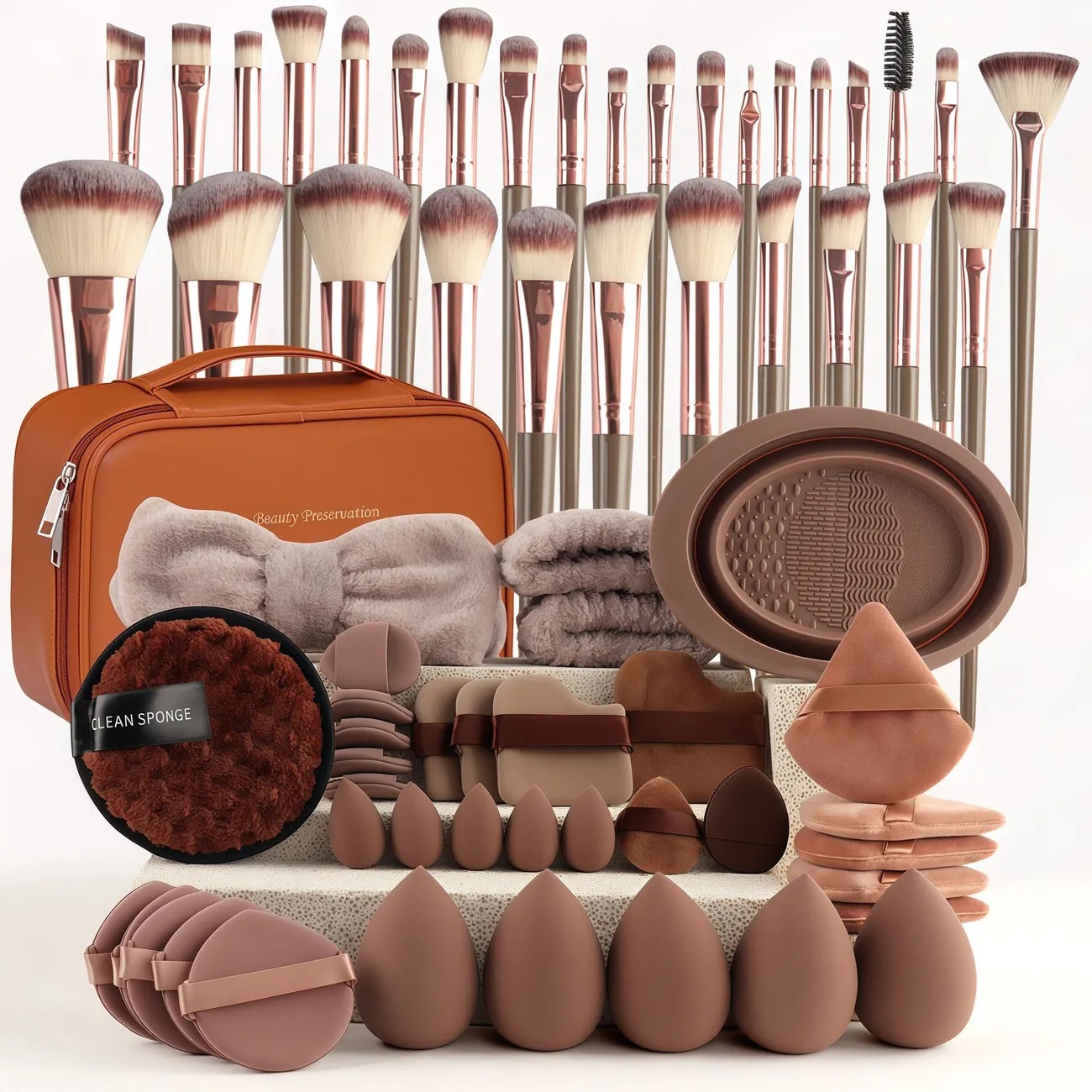 Lot de 30 Kit de Maquillage Professionnel 67 Pièces – Pinceaux, Éponges et Accessoires Beauté