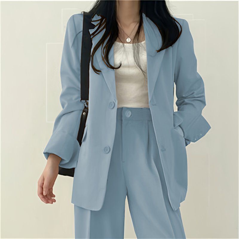 Ensemble tailleur femme style coréen 2026 – Veste mi-longue élégante et tendance, coupe petite taille