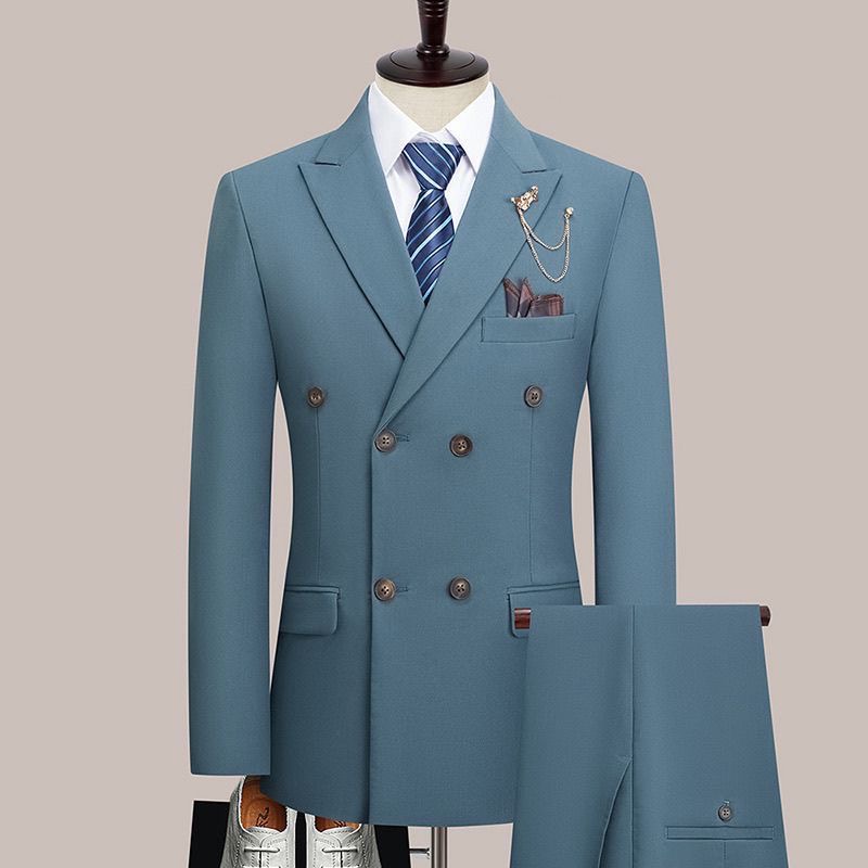 Ensemble costume homme 2 pièces – Coupe ajustée, col à revers cranté, double fente, tenue élégante pour mariage