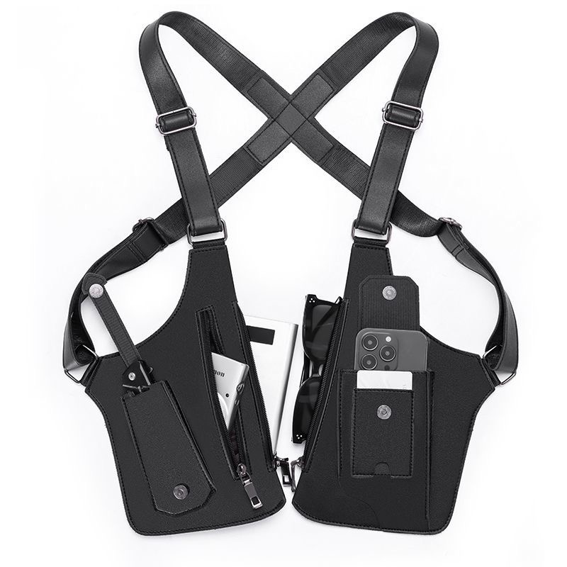 Sac bandoulière en cuir unisexe – Sac compact sous le bras, multifonction pour téléphone et activités extérieures
