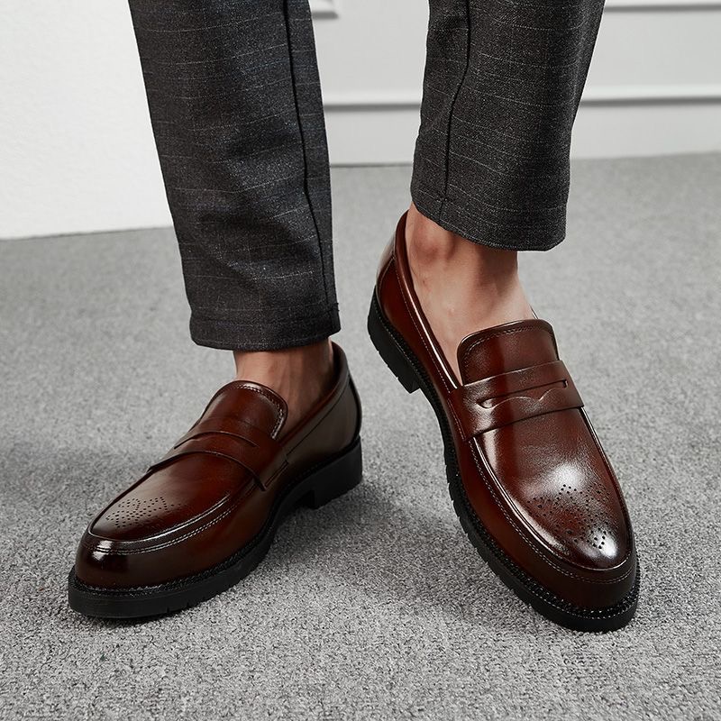 Chaussures habillées homme style anglais – Mocassins en cuir décontractés, élégants et polyvalents