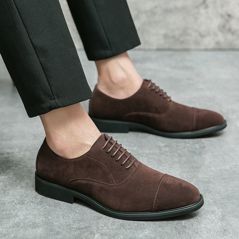 Chaussures homme Derby à 3 œillets – Cuir suédé, talon bas, style anglais business et décontracté