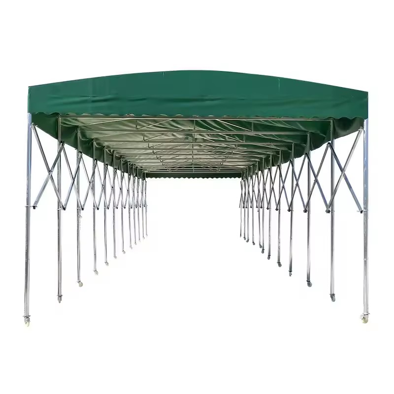 Tente pliante coulissante 60 m² – Abri extérieur extensible pour événements, marché et parking