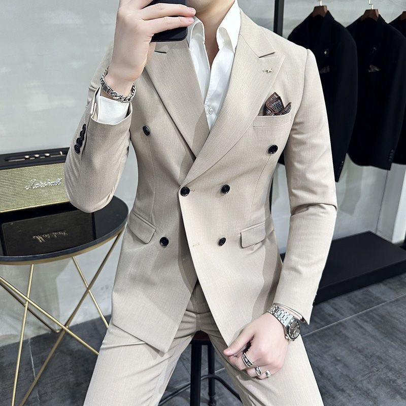 Costume homme double boutonnage – Coupe ajustée, style élégant pour mariage et cérémonie