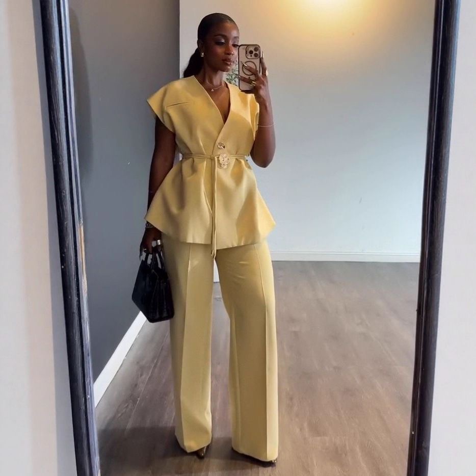 Ensemble femme KENORA à col V et pantalon large