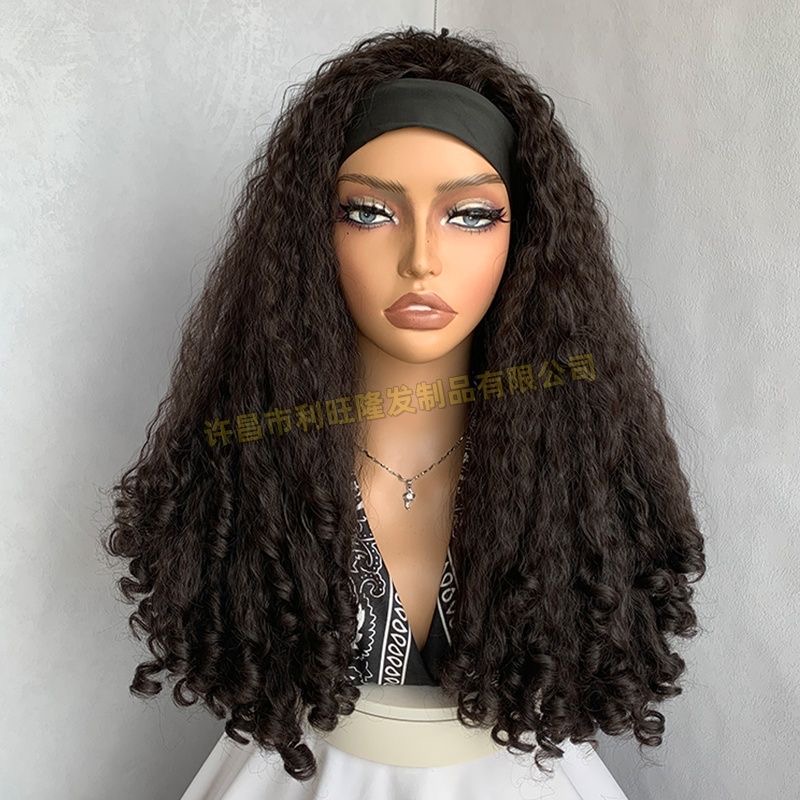 Lot de 10 perruques Blend hair longues bouclées avec bandeau